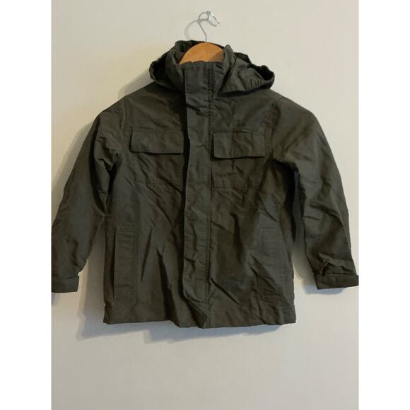 Lands End green kids rain windbreaker jacket with hood lined Size M 5-6 - Picture 1 of 15